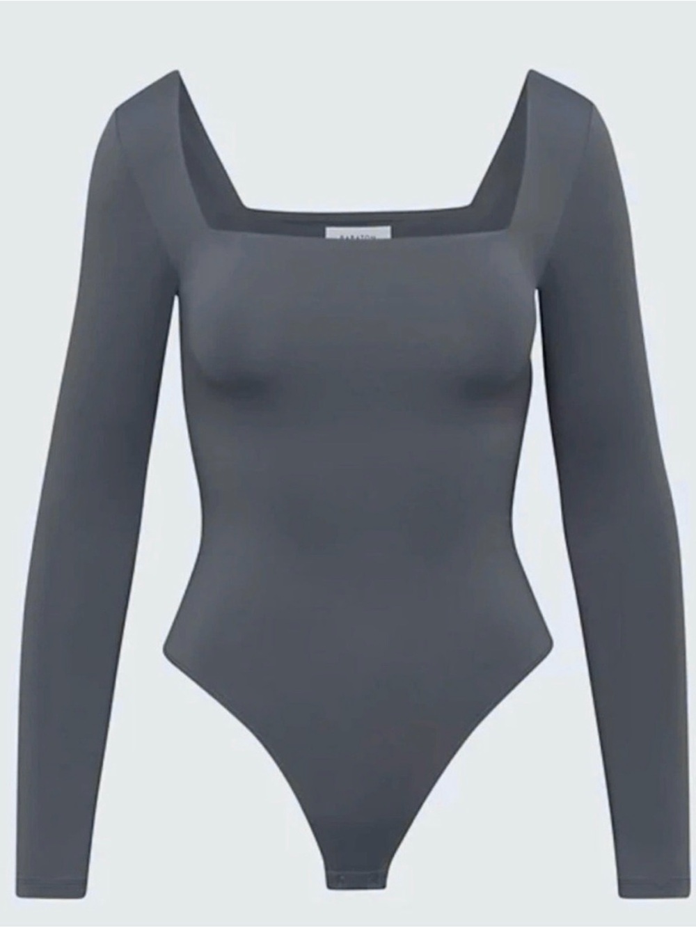 Babaton Long-Sleeve Square Neck Bodysuit - Charcoal